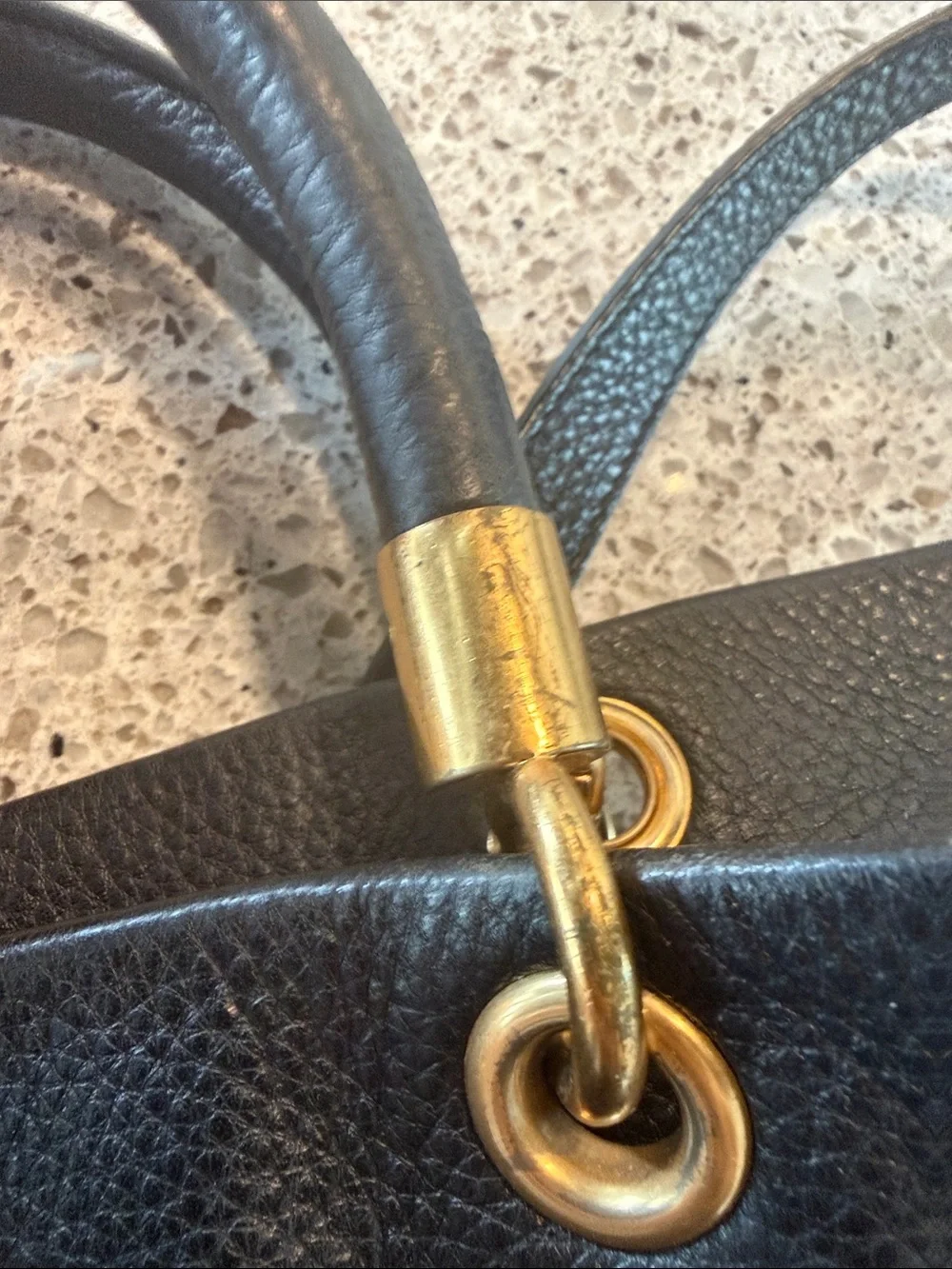Marc Jacobs Black Leather Tote with Gold Hardware